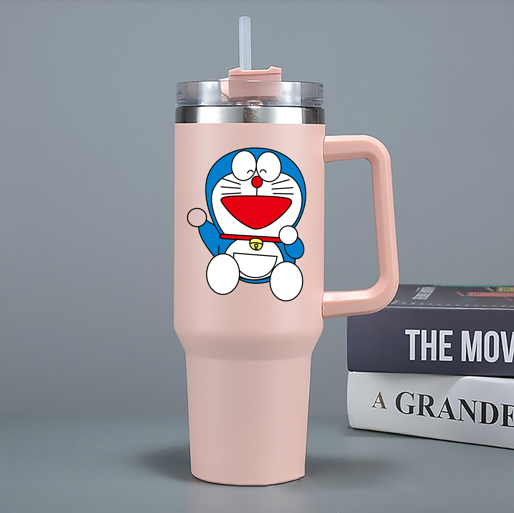 （画像用） ドラえもん Doraemon 1200mL車用タンブラー - クリスタルステッカー（プラスチックストロー付き）